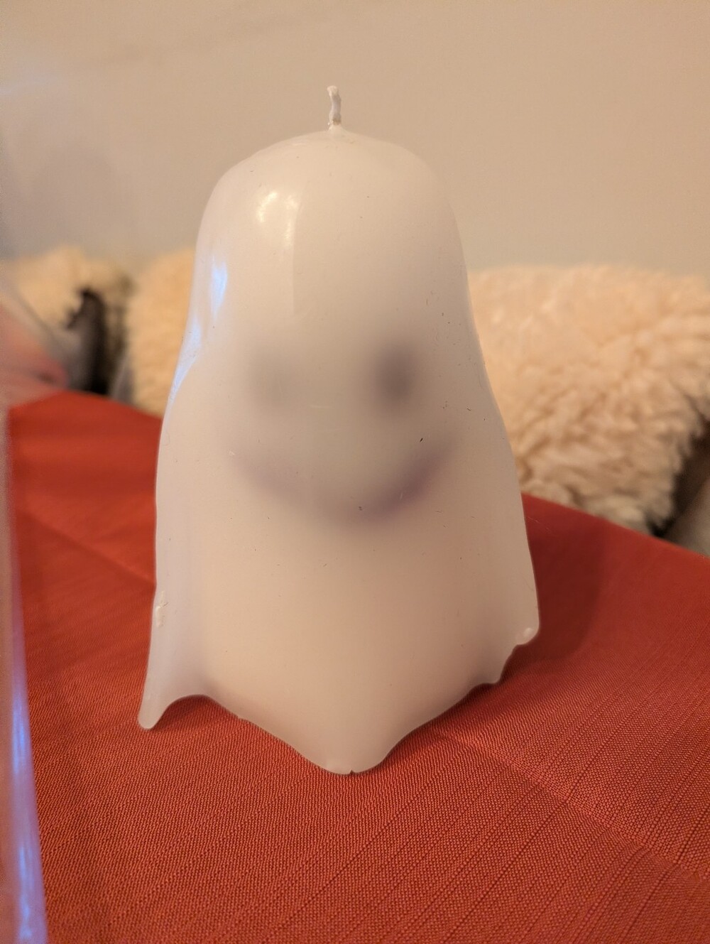 Pottery Barn White Ghost Pillar Candle Halloween Decor